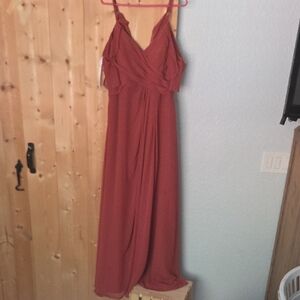 Azazie Strapless Rust Dress